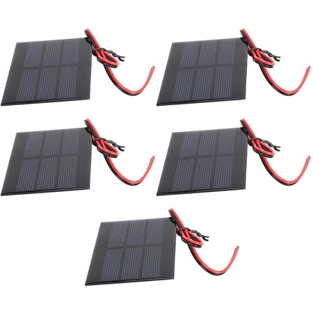 zhuolong 5Pcs Mini Solar Panel Battery Cell Board Module with 30cm Wire 60 x 80 x 3MM DC 0.65W 1.5V 